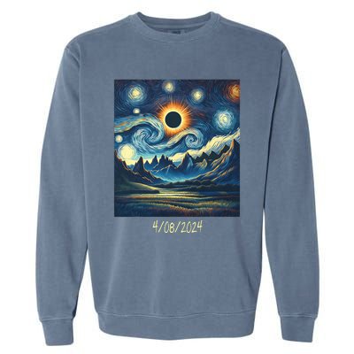 Total Solar Eclipse Van 2024 Gogh April 8 Night Starry 2024 Garment-Dyed Sweatshirt