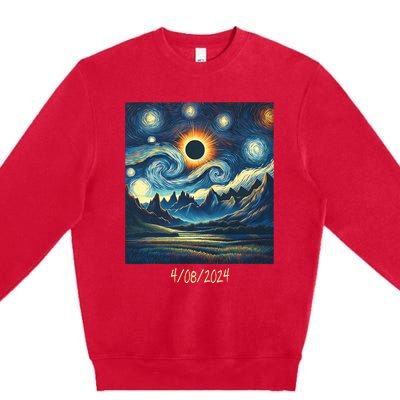 Total Solar Eclipse Van 2024 Gogh April 8 Night Starry 2024 Premium Crewneck Sweatshirt