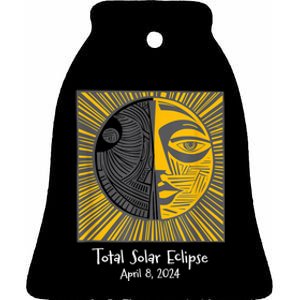 Total Solar Eclipse April 8 2024 Ceramic Bell Ornament