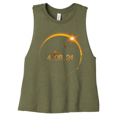 Total Solar Eclipse April 8 2024 Women's Racerback Cropped Tank