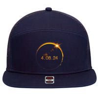 Total Solar Eclipse April 8 2024 7 Panel Mesh Trucker Snapback Hat