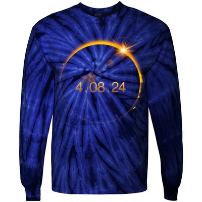 Total Solar Eclipse April 8 2024 Tie-Dye Long Sleeve Shirt
