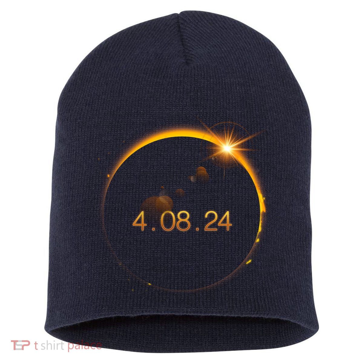 Total Solar Eclipse April 8 2024 Short Acrylic Beanie