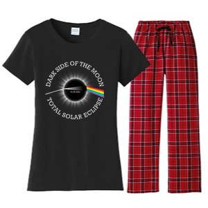 Total Solar Eclipse 04 08 24 Rainbow Totality Dark Side Moon Women's Flannel Pajama Set