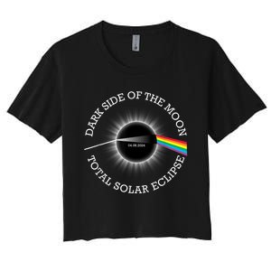 Total Solar Eclipse 04 08 24 Rainbow Totality Dark Side Moon Women's Crop Top Tee