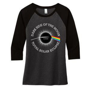 Total Solar Eclipse 04 08 24 Rainbow Totality Dark Side Moon Women's Tri-Blend 3/4-Sleeve Raglan Shirt