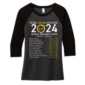 Total Solar Eclipse April 8 2024 Path Of The Eclipse Women's Tri-Blend 3/4-Sleeve Raglan Shirt