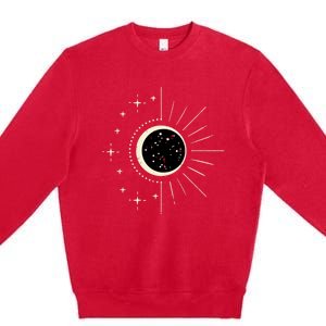 Total Solar Eclipse Moon Sun Stars April 8 2024 Premium Crewneck Sweatshirt