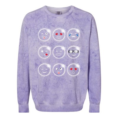 Total Solar Eclipse 04.08.2024 Silly Faces Funny Colorblast Crewneck Sweatshirt