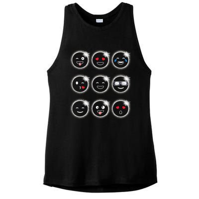 Total Solar Eclipse 04.08.2024 Silly Faces Funny Ladies PosiCharge Tri-Blend Wicking Tank