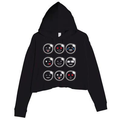 Total Solar Eclipse 04.08.2024 Silly Faces Funny Crop Fleece Hoodie