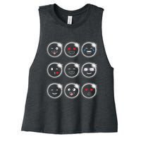 Total Solar Eclipse 04.08.2024 Silly Faces Funny Women's Racerback Cropped Tank