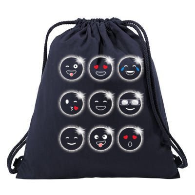 Total Solar Eclipse 04.08.2024 Silly Faces Funny Drawstring Bag