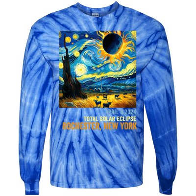 Total Solar Eclipse 04.08.2024 Rochester New York Tie-Dye Long Sleeve Shirt