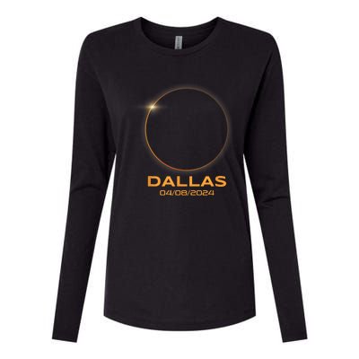 Total Solar Eclipse 2024 Dallas Texas Path Of Totality Womens Cotton Relaxed Long Sleeve T-Shirt