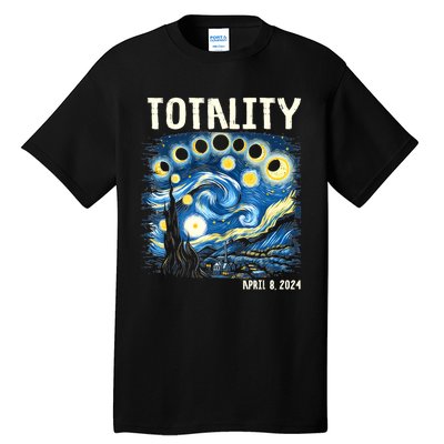 Total Solar Eclipse 2024 4.08.24 Starry Night Painting Tall T-Shirt