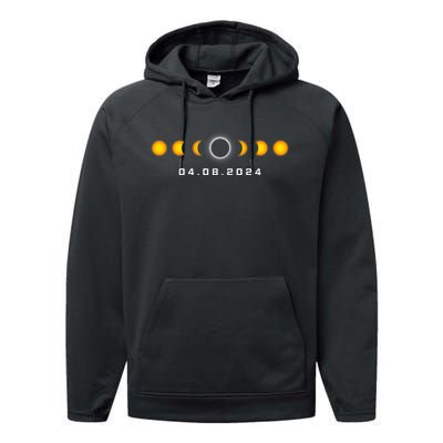 Total Solar Eclipse 04.08.2024 Rochester New York Performance Fleece Hoodie