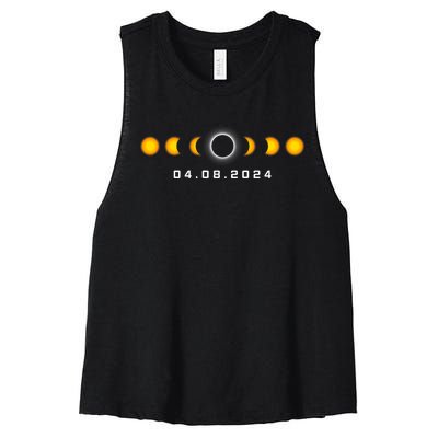 Total Solar Eclipse 04.08.2024 Rochester New York Women's Racerback Cropped Tank