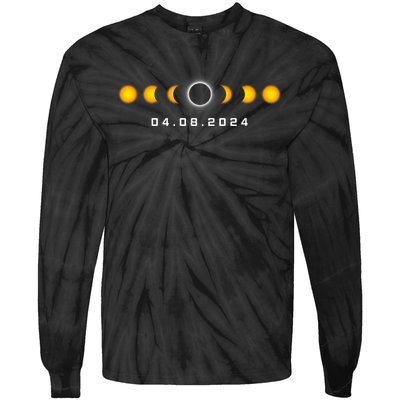 Total Solar Eclipse 04.08.2024 Rochester New York Tie-Dye Long Sleeve Shirt