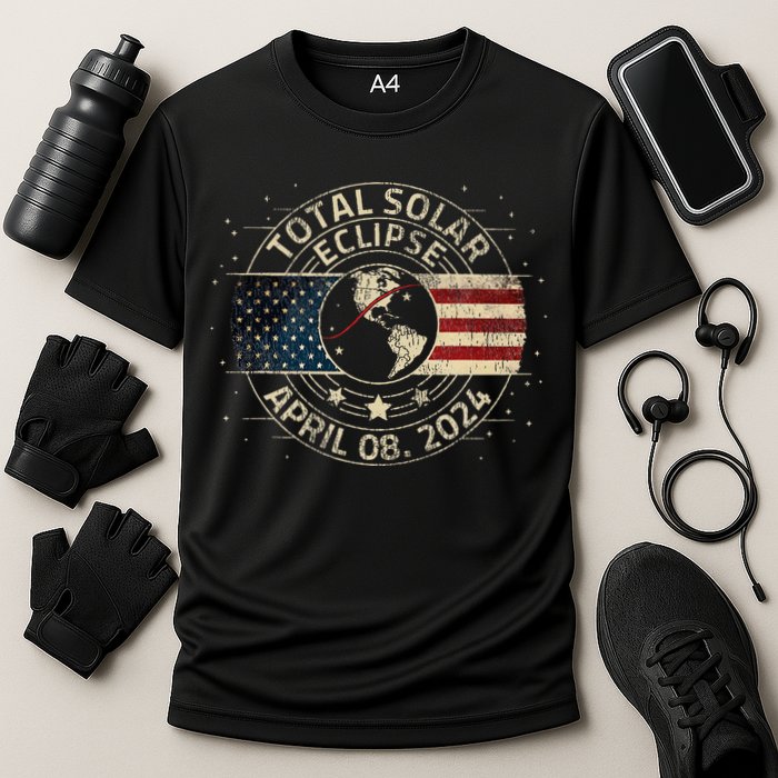 Total Solar Eclipse 2024 Totality Eclipse Path 04. 08. 2024 Cooling Performance Crew T-Shirt