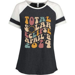 Total Solar Eclipse April 08 2024 Enza Ladies Jersey Colorblock Tee