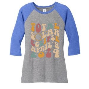 Total Solar Eclipse April 08 2024 Women's Tri-Blend 3/4-Sleeve Raglan Shirt