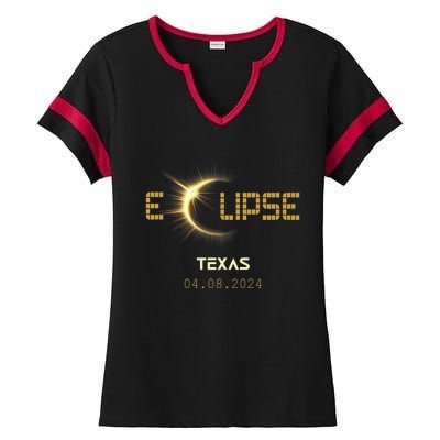 Total Solar Eclipse Texas Totality Usa April 8th 2024 Texas Ladies Halftime Notch Neck Tee