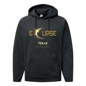 Total Solar Eclipse Texas Totality Usa April 8th 2024 Texas Performance Fleece Hoodie