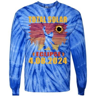 Total Solar Eclipse 04.08.2024 Sasquatch Bigfoot Tie-Dye Long Sleeve Shirt