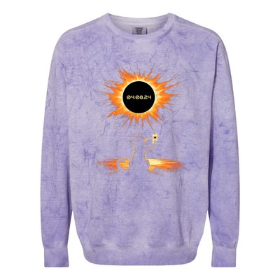 Total Solar Eclipse 2024 April 8 Cat America Totality Colorblast Crewneck Sweatshirt