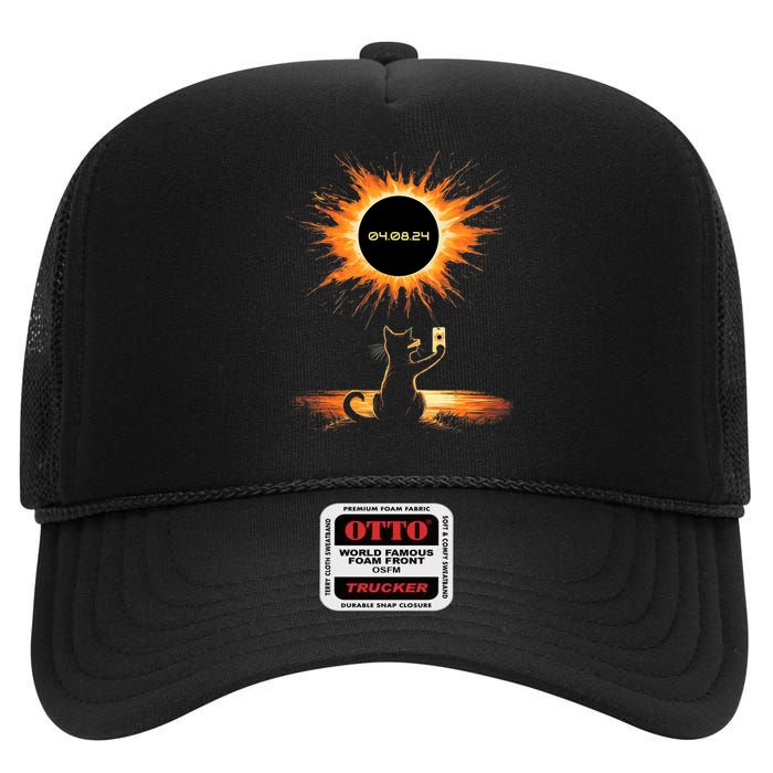 Total Solar Eclipse 2024 April 8 Cat America Totality High Crown Mesh Back Trucker Hat