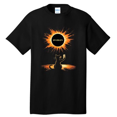 Total Solar Eclipse 2024 April 8 Cat America Totality Tall T-Shirt