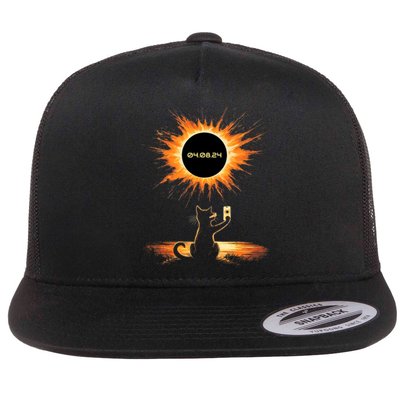 Total Solar Eclipse 2024 April 8 Cat America Totality Flat Bill Trucker Hat