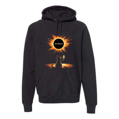 Total Solar Eclipse 2024 April 8 Cat America Totality Premium Hoodie