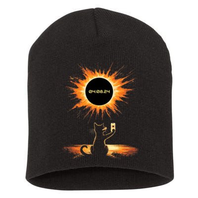 Total Solar Eclipse 2024 April 8 Cat America Totality Short Acrylic Beanie