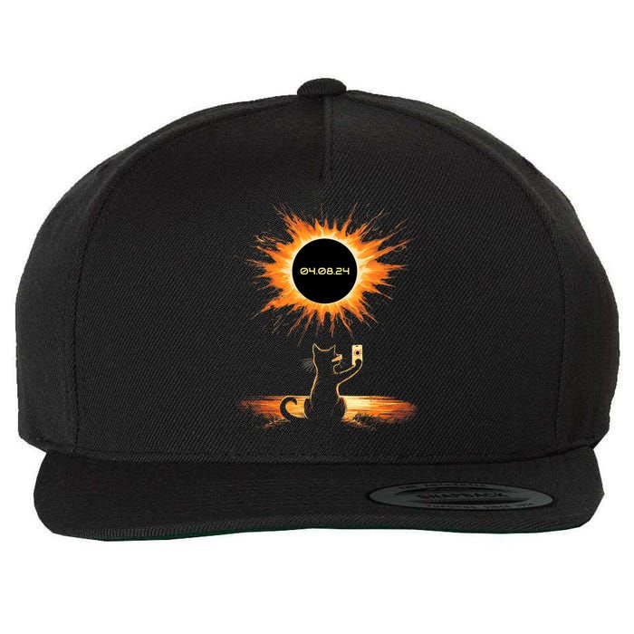 Total Solar Eclipse 2024 April 8 Cat America Totality Wool Snapback Cap