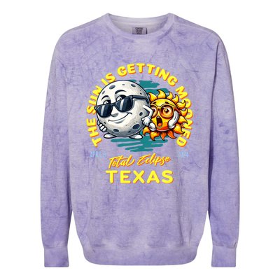 Texas Solar Eclipse Apr 8 2024 Sun Is Getting Mooned Colorblast Crewneck Sweatshirt