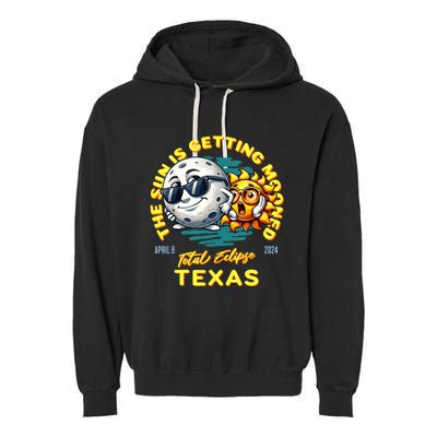 Texas Solar Eclipse Apr 8 2024 Sun Is Getting Mooned Garment-Dyed Fleece Hoodie