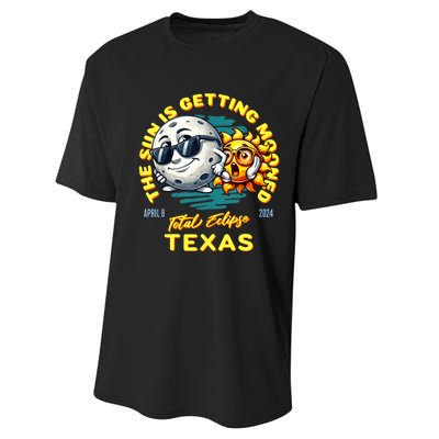 Texas Solar Eclipse Apr 8 2024 Sun Is Getting Mooned Performance Sprint T-Shirt