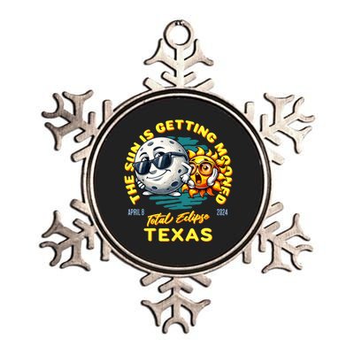 Texas Solar Eclipse Apr 8 2024 Sun Is Getting Mooned Metallic Star Ornament