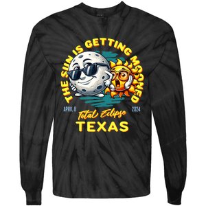 Texas Solar Eclipse Apr 8 2024 Sun Is Getting Mooned Tie-Dye Long Sleeve Shirt