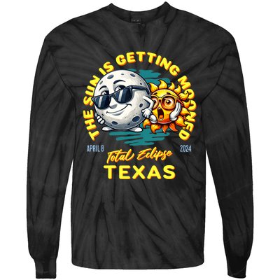 Texas Solar Eclipse Apr 8 2024 Sun Is Getting Mooned Tie-Dye Long Sleeve Shirt