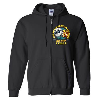 Texas Solar Eclipse Apr 8 2024 Sun Is Getting Mooned Full Zip Hoodie