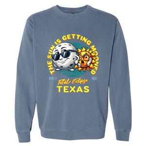 Texas Solar Eclipse Apr 8 2024 Sun Is Getting Mooned Garment-Dyed Sweatshirt