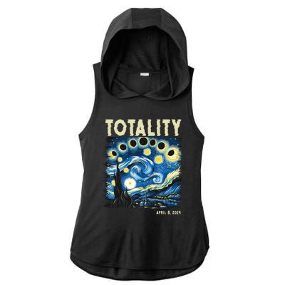 Totality Solar Eclipse 2024 Ladies PosiCharge Tri-Blend Wicking Draft Hoodie Tank