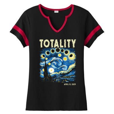 Totality Solar Eclipse 2024 Ladies Halftime Notch Neck Tee