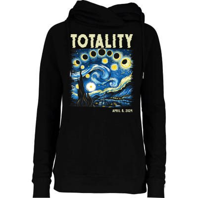 Totality Solar Eclipse 2024 Womens Funnel Neck Pullover Hood