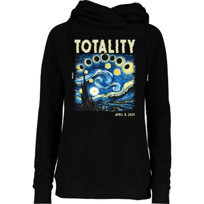 Totality Solar Eclipse 2024 Womens Funnel Neck Pullover Hood