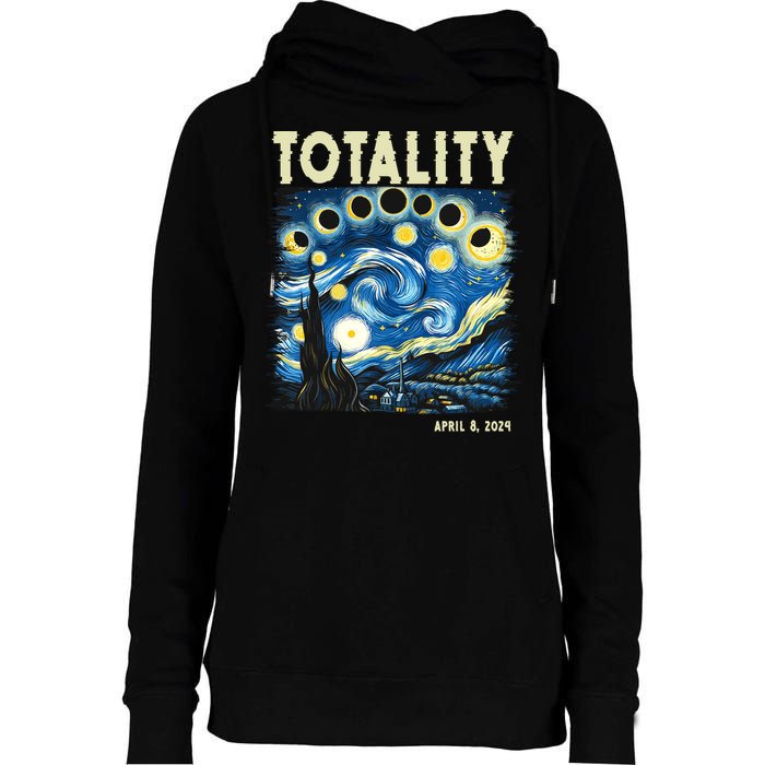 Totality Solar Eclipse 2024 Womens Funnel Neck Pullover Hood
