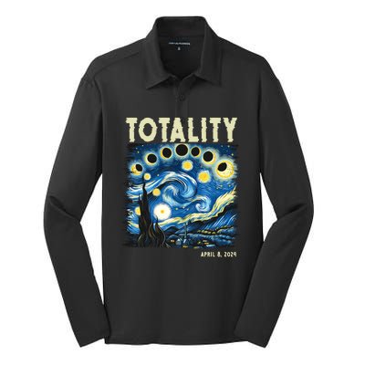 Totality Solar Eclipse 2024 Silk Touch Performance Long Sleeve Polo